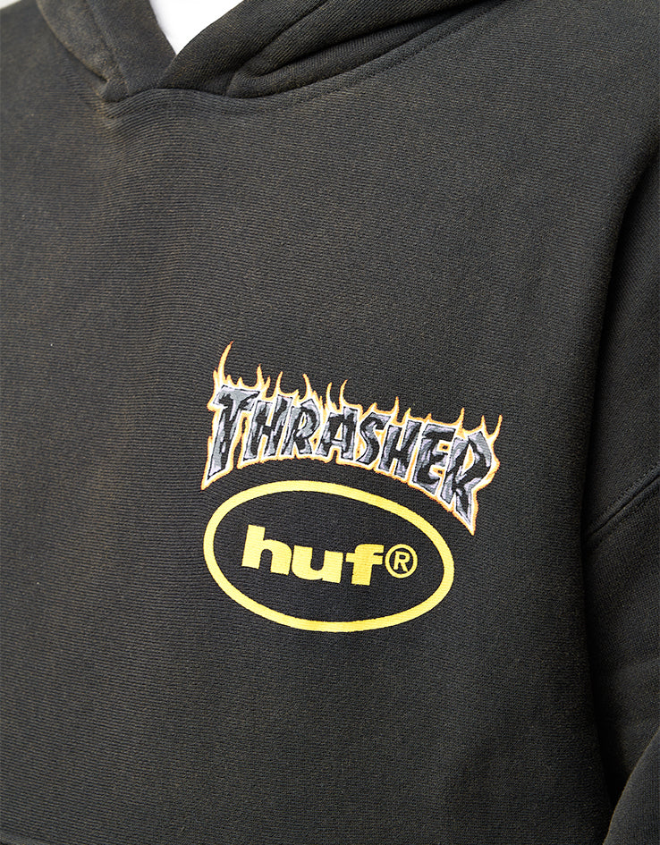 HUF x Thrasher Meltdown Heavyweight Hoodie - Washed Black