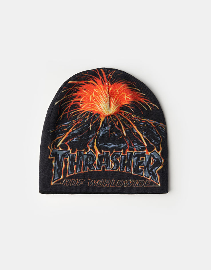 HUF x Thrasher Meltdown Reversible Beanie - Black