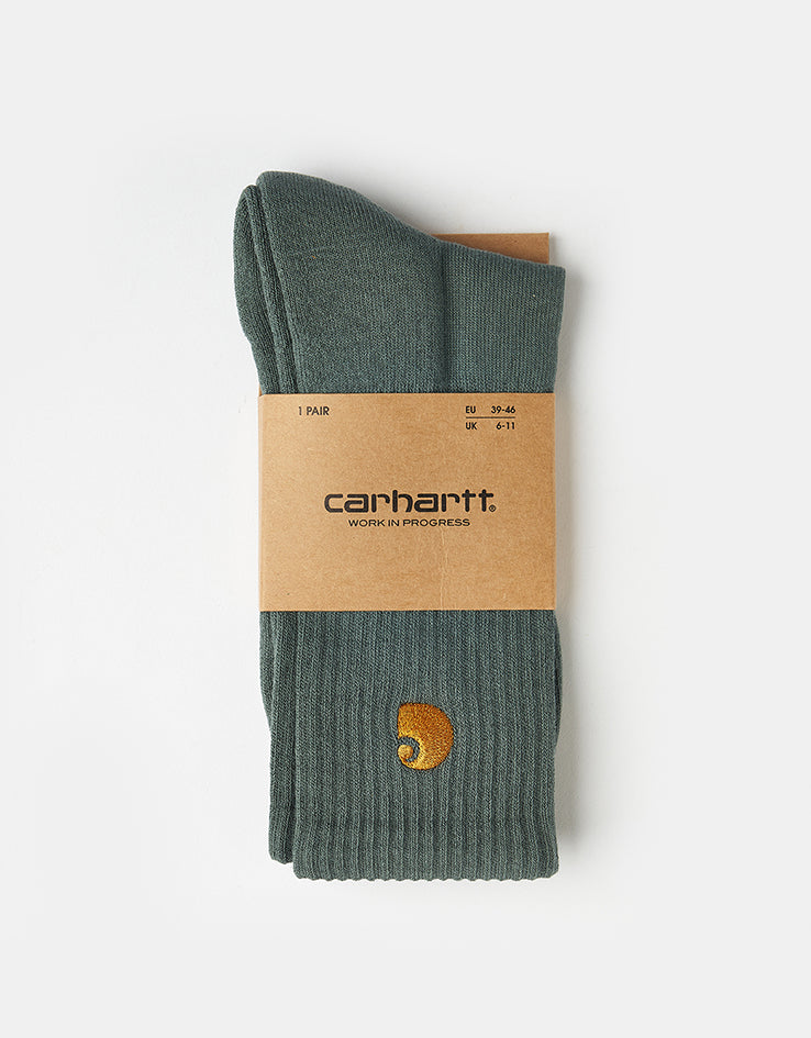Carhartt WIP Chase Socks - Velvet Green/Gold