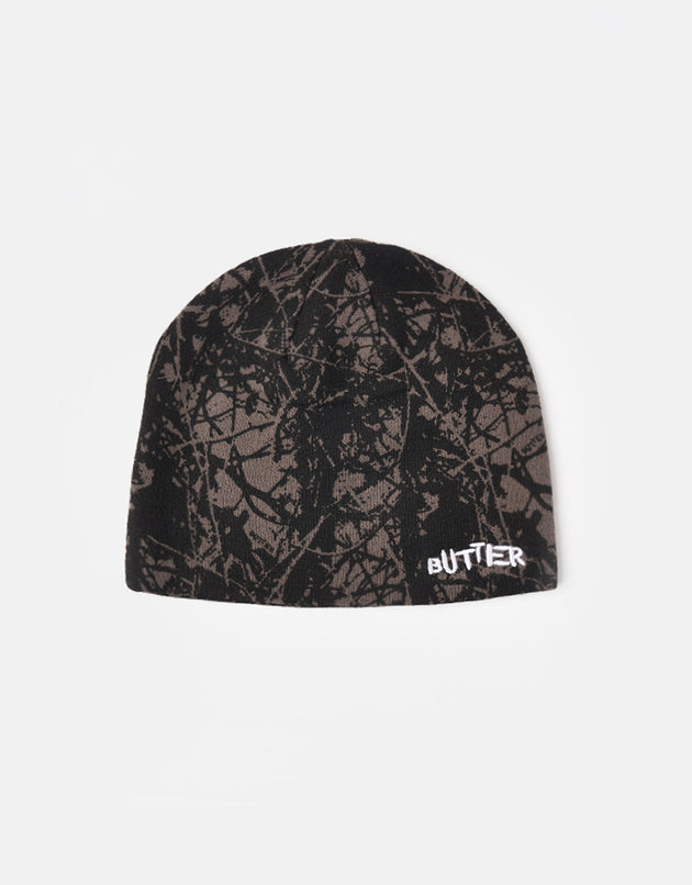 Butter Goods Woods Camo Skully Beanie - Black