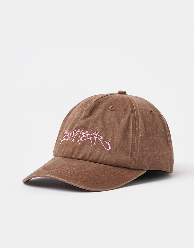 Butter Goods Rounded Logo 6 Panel Cap - Washed Pecan