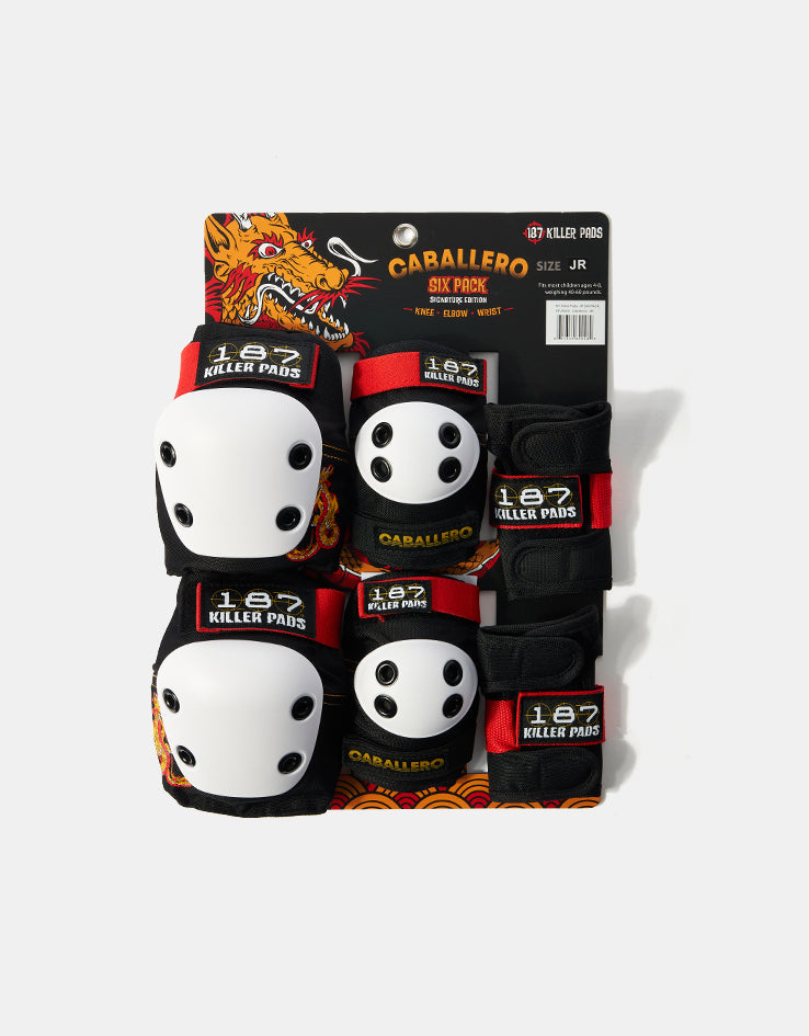 187 Killer Pads Caballero Dragon Signature Six Pack Pad Set - Black/Red/Gold