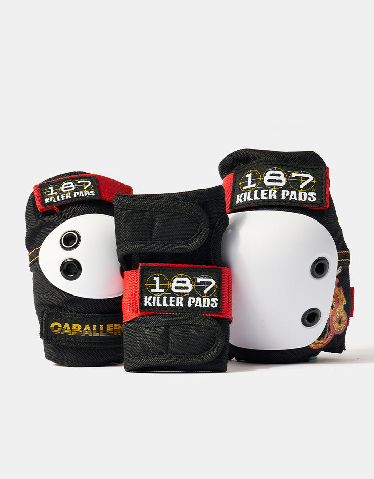 187 Killer Pads Caballero Dragon Signature Junior Six Pack Pad Set - Black/Red/Gold