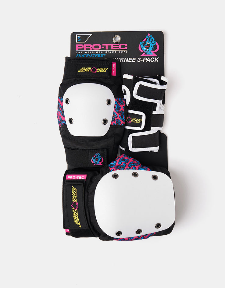Pro-Tec x Santa Cruz Street Junior Triple Pad Set - Black/White/Pink
