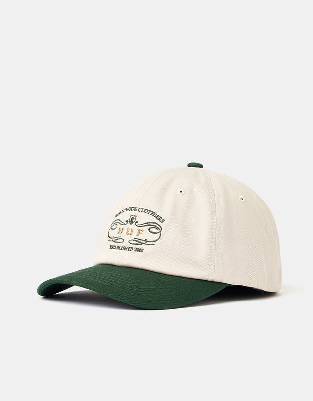 HUF Worldwide Clothiers 6 Panel Curved Visor Cap - Forest Green
