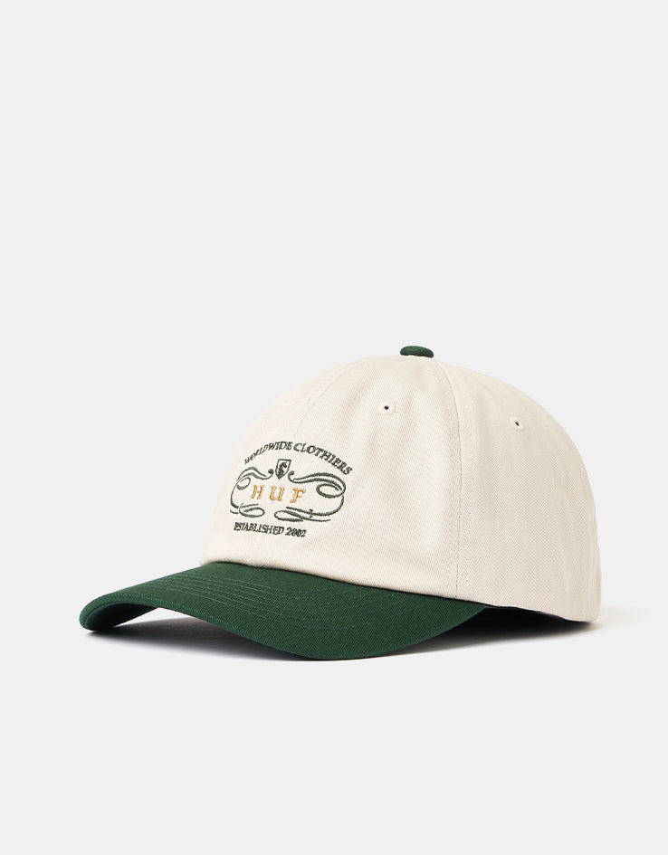 HUF Worldwide Clothiers 6 Panel Curved Visor Cap - Forest Green