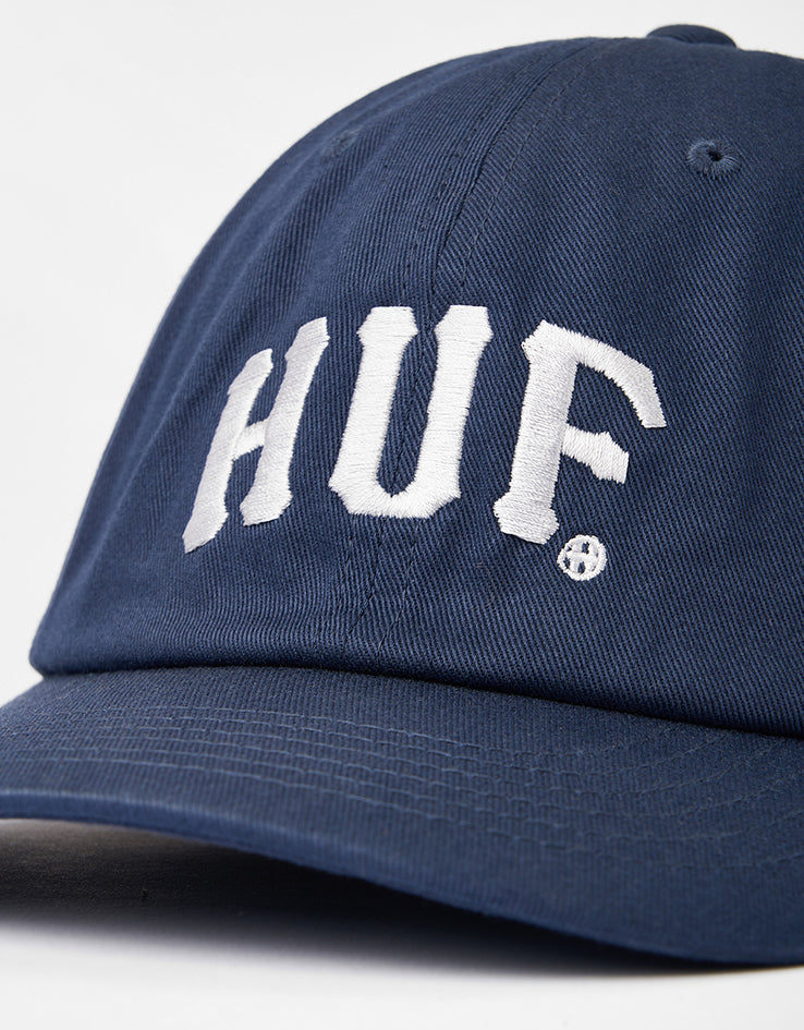 HUF Arch Logo 6 Panel Curved Visor Cap - Navy