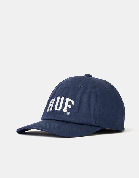 HUF Arch Logo 6 Panel Curved Visor Cap - Navy – Route One