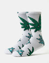 HUF Green Buddy Snowflakes Crew Socks - White