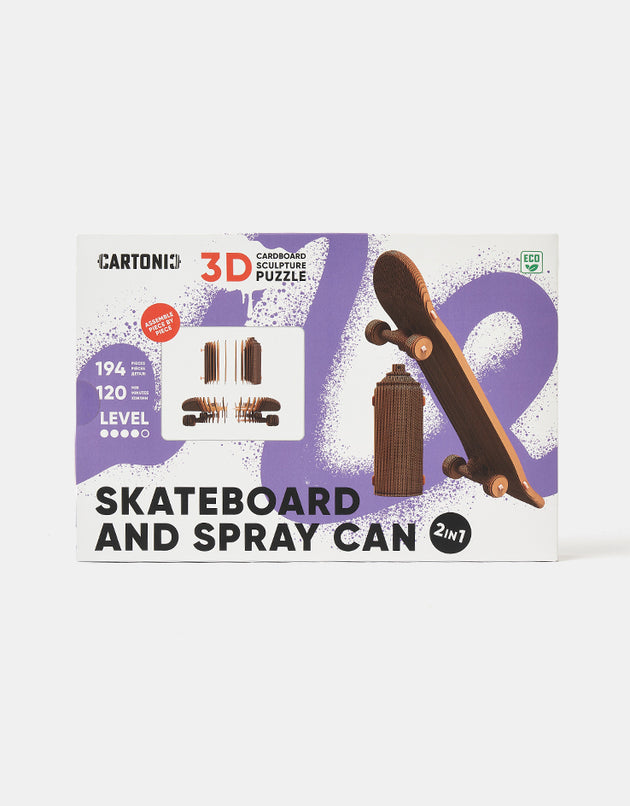 Cartonic 3D Skateboard and Spray Can Sculpture Puzzle
