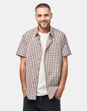 Route One Noah S/S Plaid Shirt - Brown/Blue