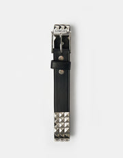 Lowlife Triple S Studded Leather Belt - Black and Silver