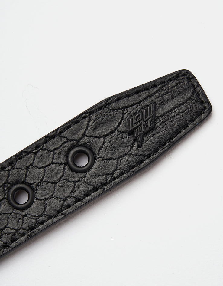 Lowlife Dub Leather Belt - Black Snakeskin