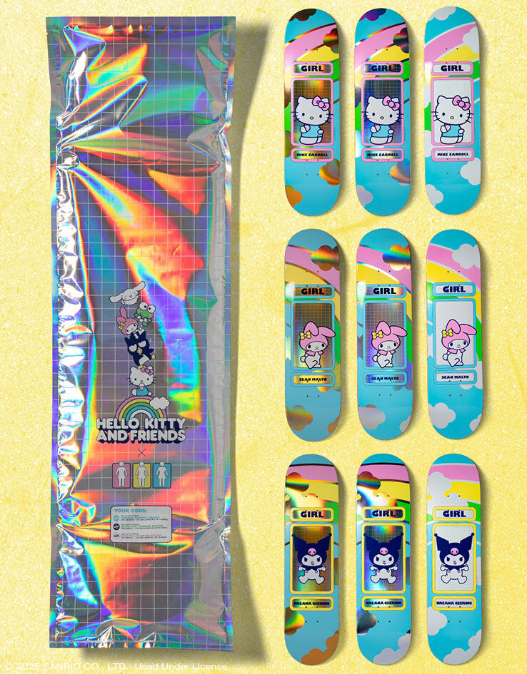 Girl Carroll Hello Kitty Rainbow 'BLIND BAG' G053 Skateboard Deck - 8.5"