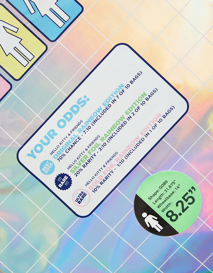 Girl Geering Hello Kitty Rainbow 'BLIND BAG' G045 Skateboard Deck - 8"