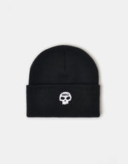 Zero Embroidered Single Skull Beanie - Black