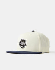Brixton Oath III Snapback Cap - Off White/Midnight Blue