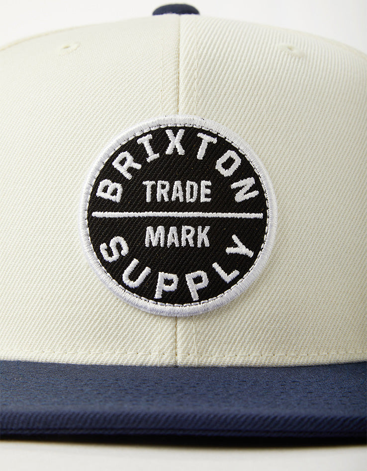 Brixton Oath III Snapback Cap - Off White/Midnight Blue