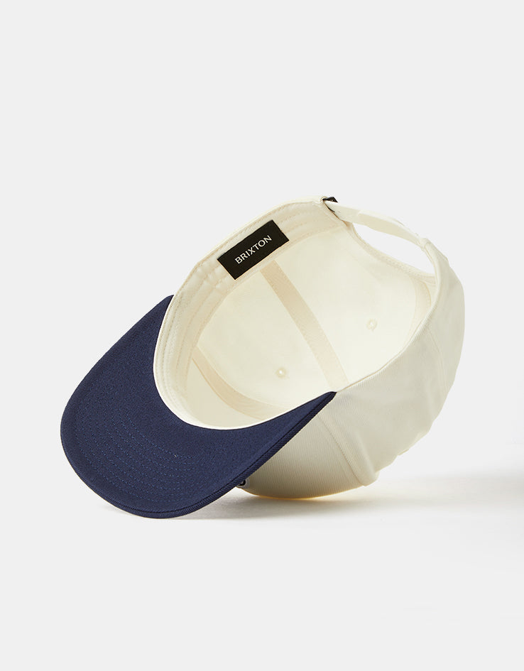 Brixton Oath III Snapback Cap - Off White/Midnight Blue