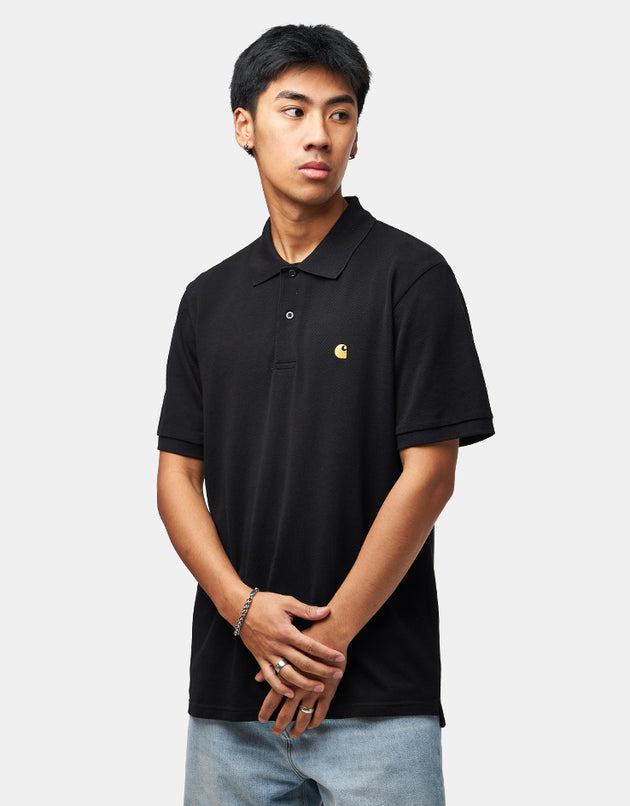 Carhartt WIP S/S Chase Pique Polo - Black/Gold