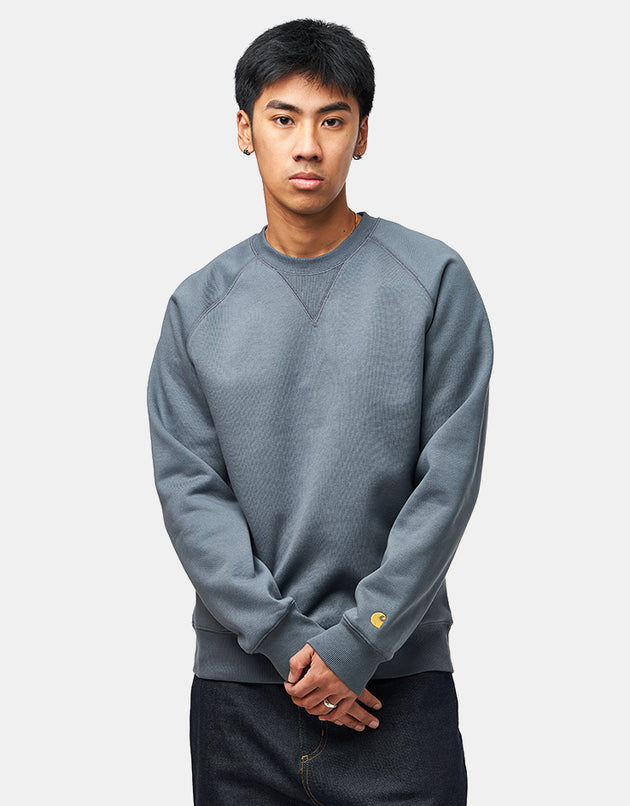 Carhartt WIP Chase Sweat - Cozy Blue/Gold