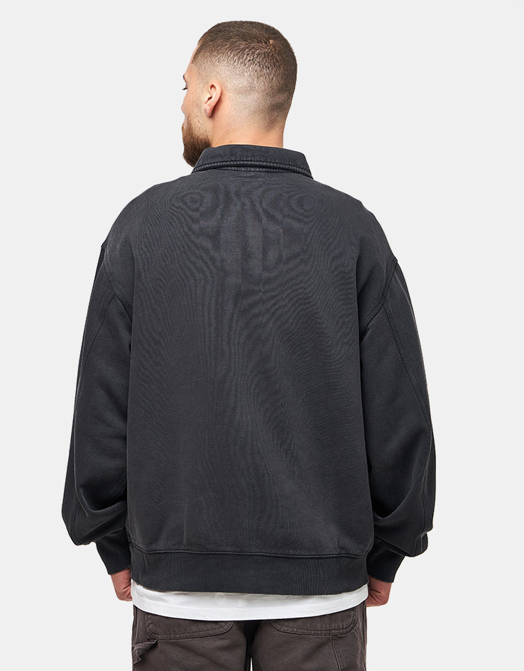 Carhartt WIP Half Zip Detroit Sweat - Black (Stone Washed)