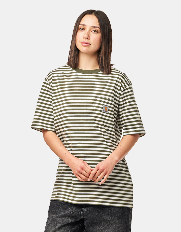 Carhartt WIP S/S Ezra Pocket T-Shirt - Ezra Stripe/Leaf/Wax
