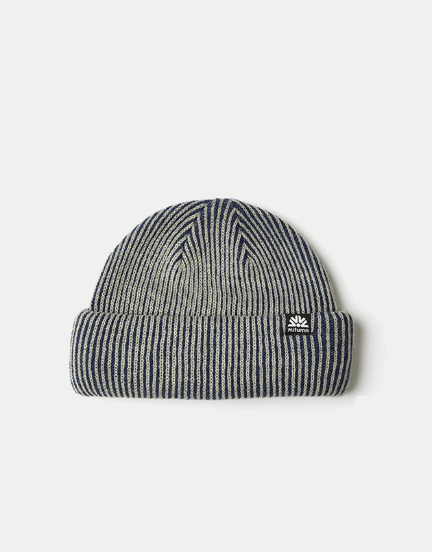 Autumn Cord Double Roll Beanie - Navy