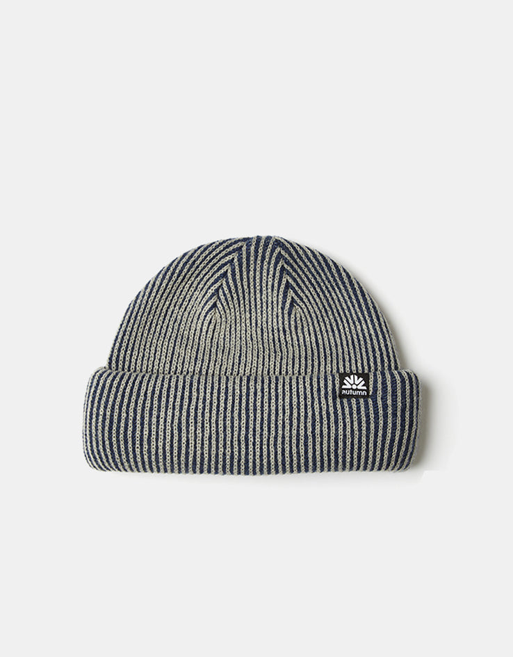 Autumn Cord Double Roll Beanie - Navy