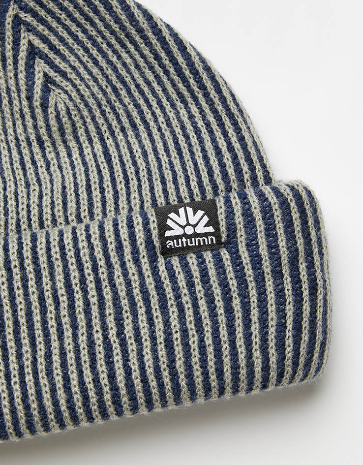 Autumn Cord Double Roll Beanie - Navy