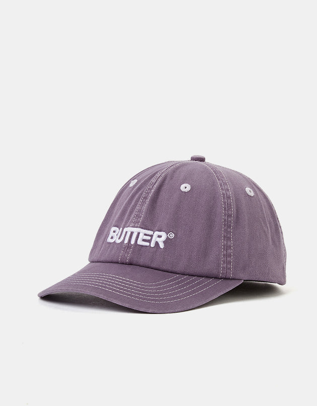 Butter Goods Rounded Logo 6 Panel Cap - Washed Eggplant