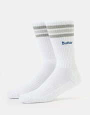 Butter Goods Stripe Crew Socks - White