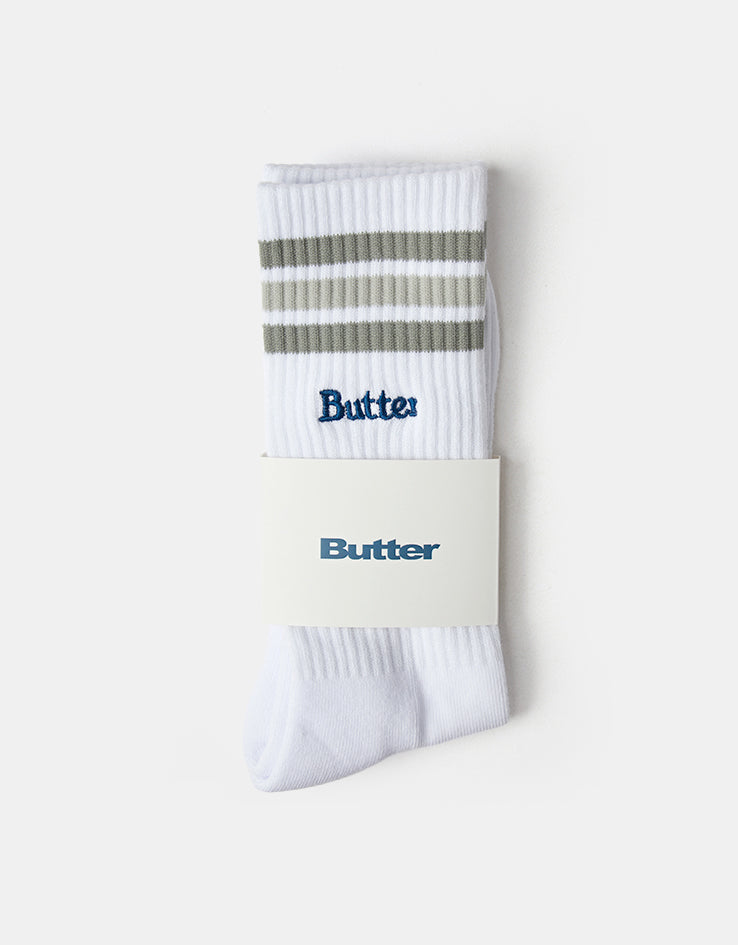Butter Goods Stripe Crew Socks - White