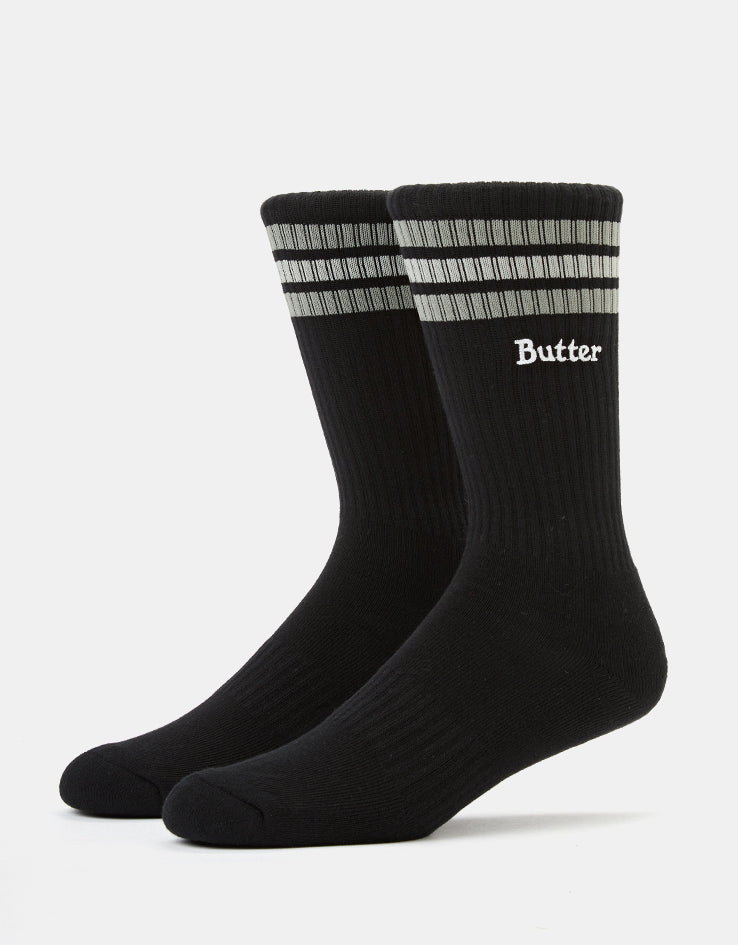 Butter Goods Stripe Crew Socks - Black/Grey