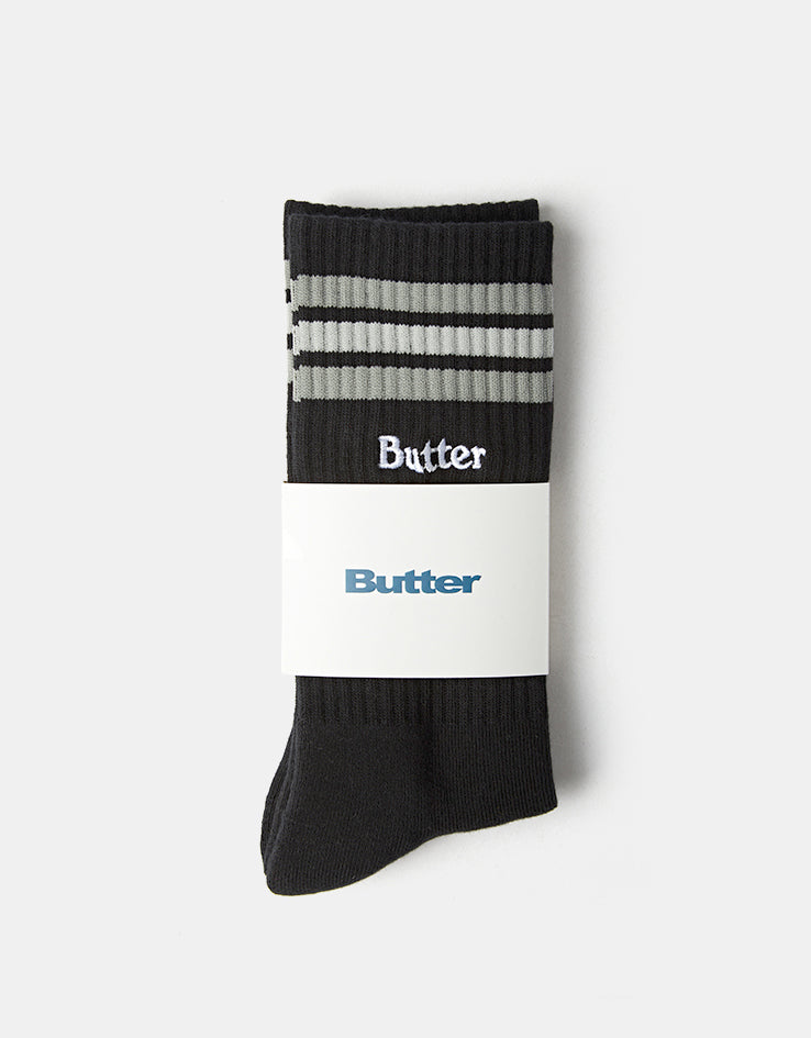 Butter Goods Stripe Crew Socks - Black