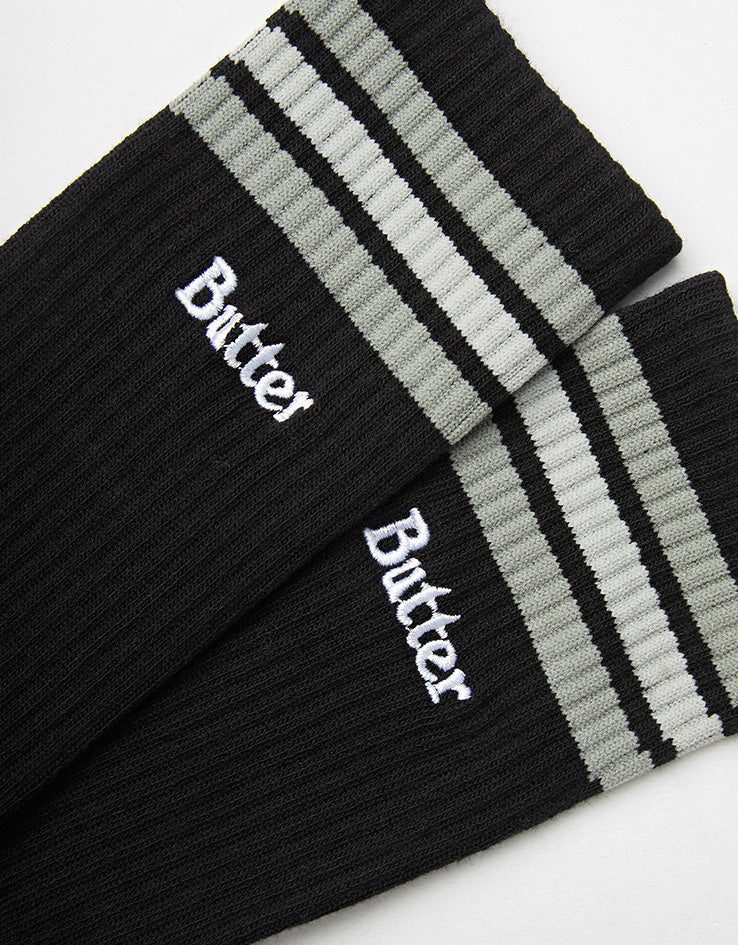 Butter Goods Stripe Crew Socks - Black