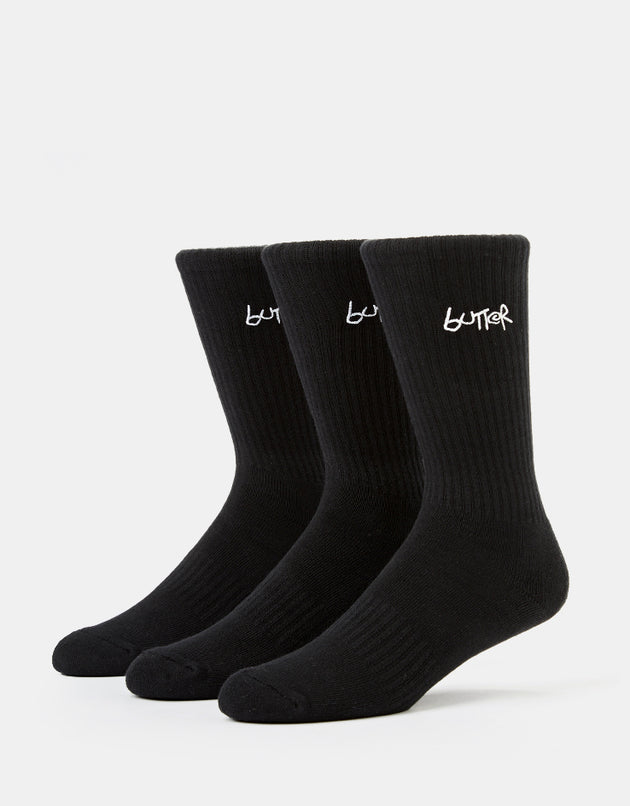 Butter Goods Basic 3 Pack Crew Socks - Black