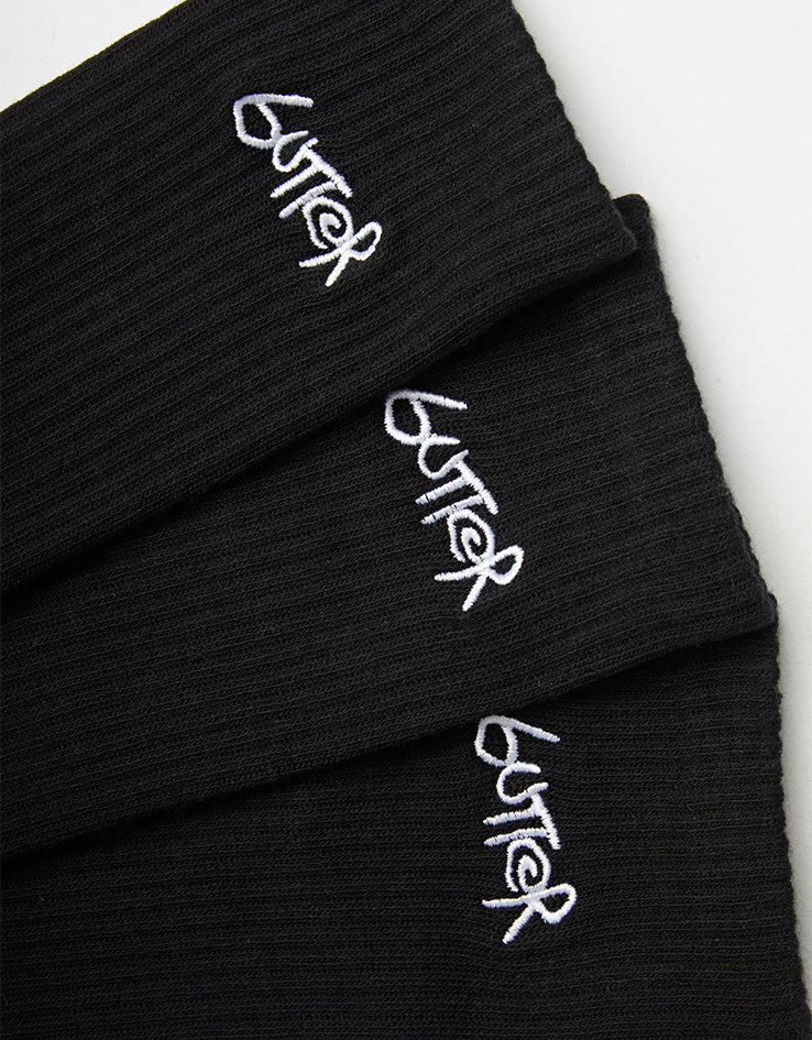 Butter Goods Basic 3 Pack Crew Socks - Black