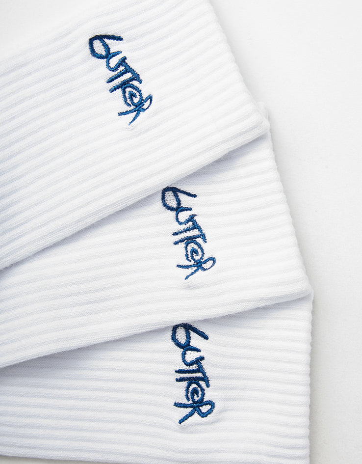 Butter Goods Basic 3 Pack Crew Socks - White