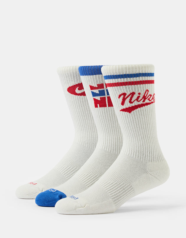 Nike Everyday Plus 3 Pack Crew Socks - Red/Blue Trio