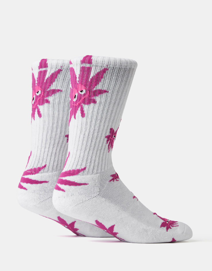 HUF Green Buddy Exhale Socks - White