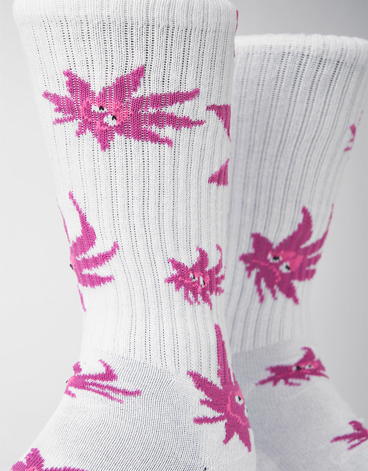 HUF Green Buddy Exhale Socks - White