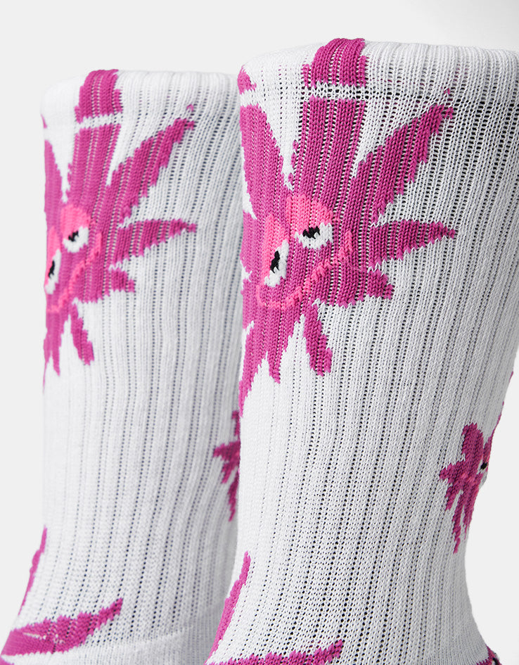 HUF Green Buddy Exhale Socks - White