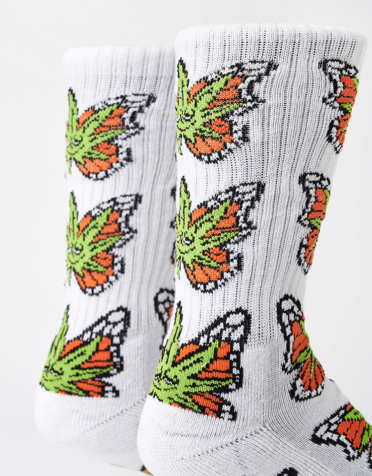 HUF Green Budderfly Socks - White