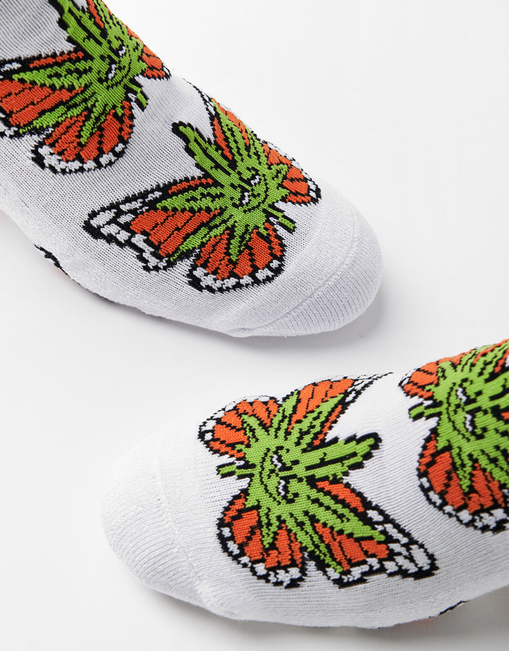 HUF Green Budderfly Socks - White