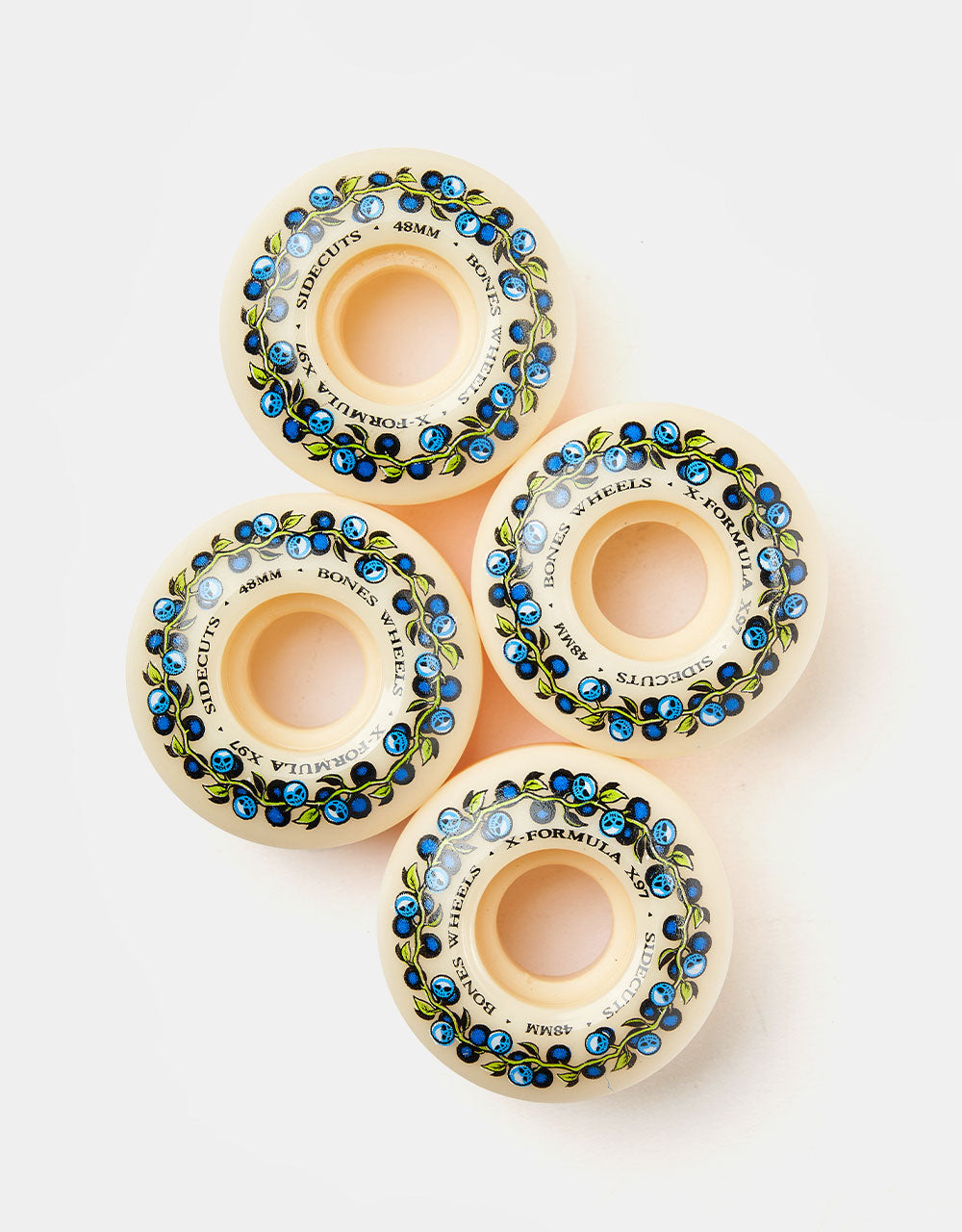 Bones Skull Berries X-Formula V5 Sidecut 97a Skateboard Wheels - 48mm