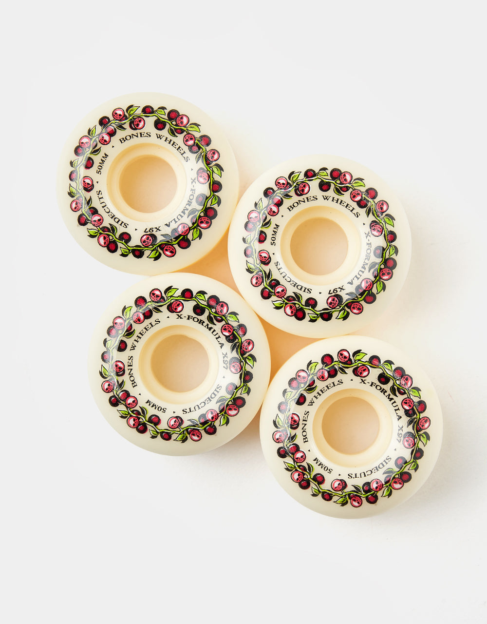 Bones Skull Berries X-Formula V5 Sidecut 97a Skateboard Wheels - 50mm