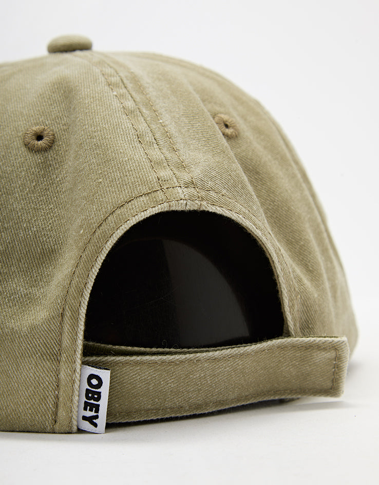 Obey Pigment Obey Records 6 Panel Velcro Back Cap - Pigment Khaki Multi