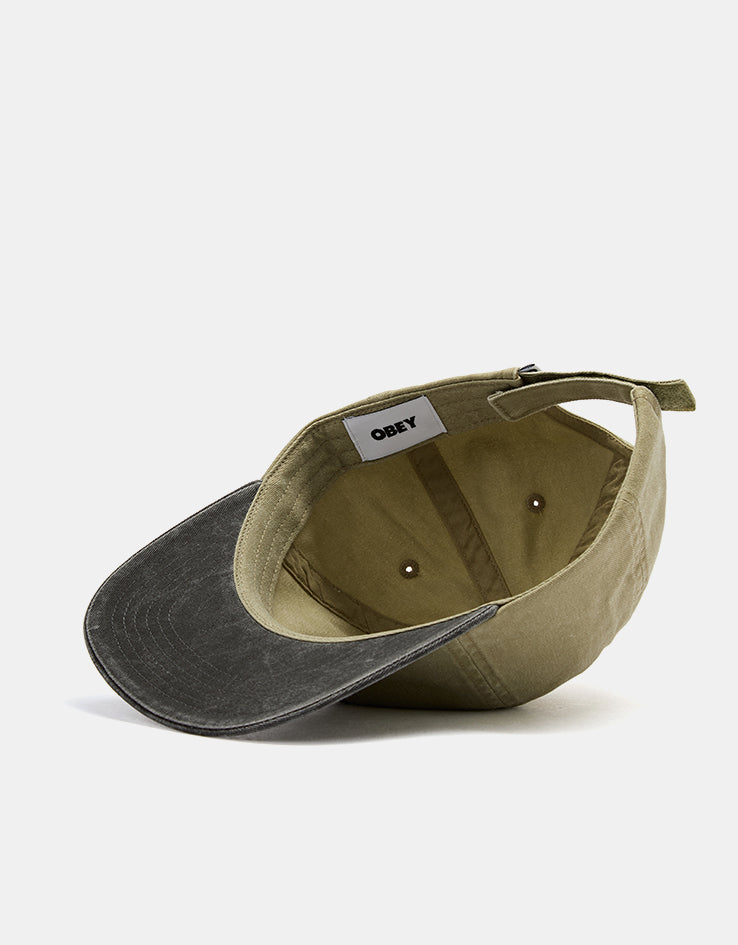 Obey Pigment Obey Records 6 Panel Velcro Back Cap - Pigment Khaki Multi