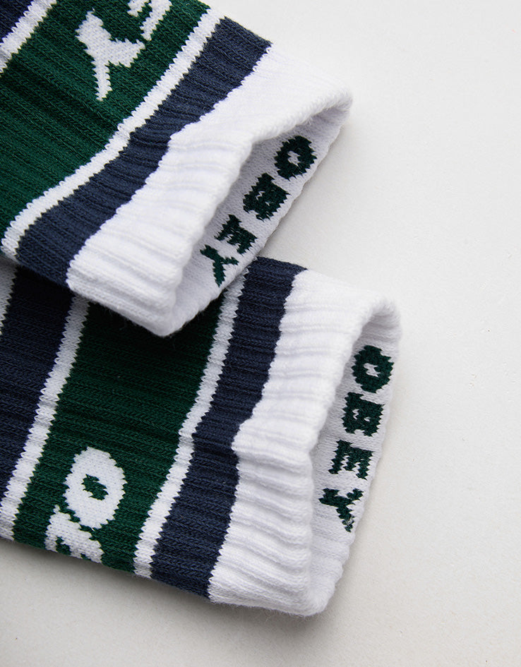 Obey Cooper II Crew Socks - White/Eden Green